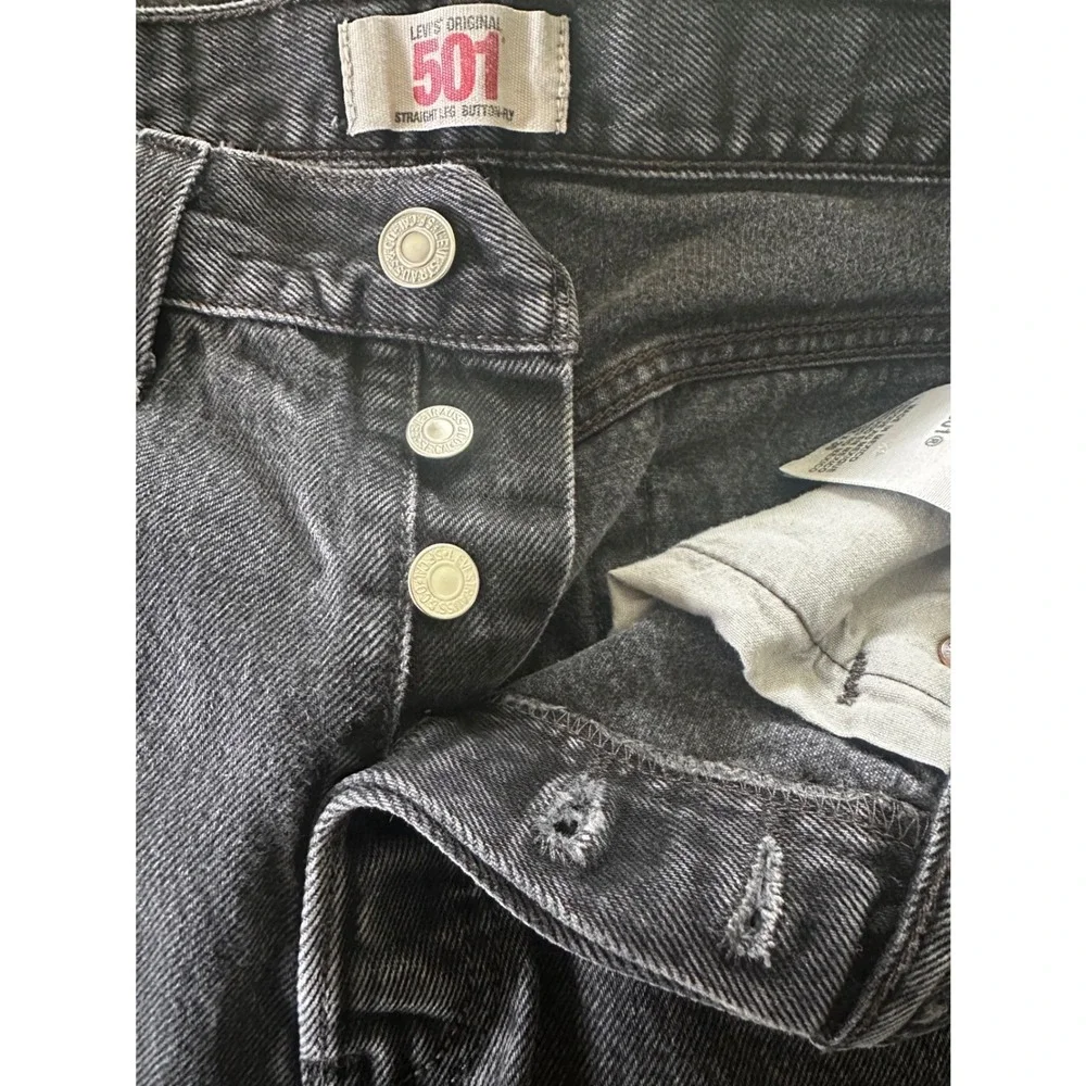 Levis 501 Original Fit Jeans Mens Faded Black Straight Leg Denim Pants 30x32